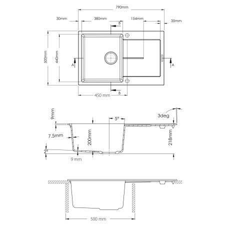 Kuchyňský dřez Sinks Ultima 790 Metalblack 74 Kuchyňský dřez Sinks Ultima 790 Metalblack 74