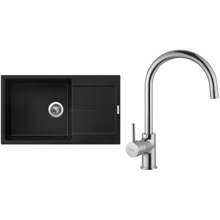 Set Sinks G14226 (dřez Ultima 860 XXL Pureblack 26 + baterie Vitalia Chrom - lesklý)