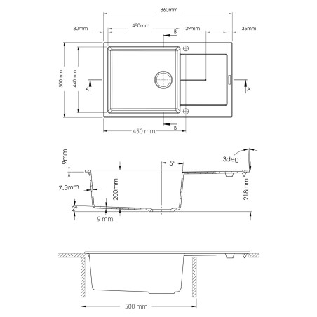 Kuchyňský dřez Sinks Ultima 860 XXL Pureblack 26 Kuchyňský dřez Sinks Ultima 860 XXL Pureblack 26