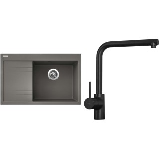 Set Sinks G6354 (dřez Rim 780 P Truffle 54 pravý + baterie Elka Černá matná)