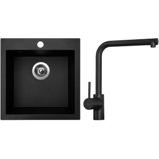 Set Sinks G730 (dřez Viva 455 Granblack 30 + baterie Elka Černá matná)