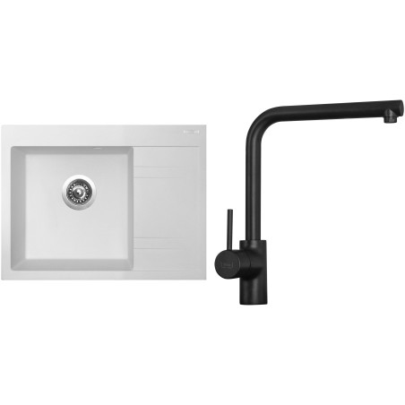 Set Sinks G2728 (dřez Rim 650 L Milk 28 levý + baterie Elka Černá matná)