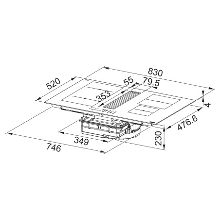 Odsavač par s indukční deskou Franke Maris 2Gether Minimal Black FMA 8381 HI Černé sklo, pro vnější odtah