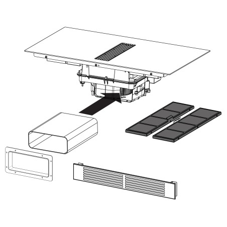 Odsavač par s indukční deskou Franke Mythos 2Gether Icon Steel FMY 8391R HI Černé sklo, pro recirkulaci