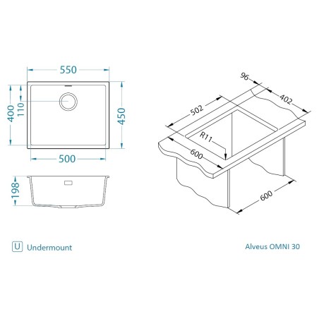 Kuchyňský dřez Alveus Omni 30 Beton 81