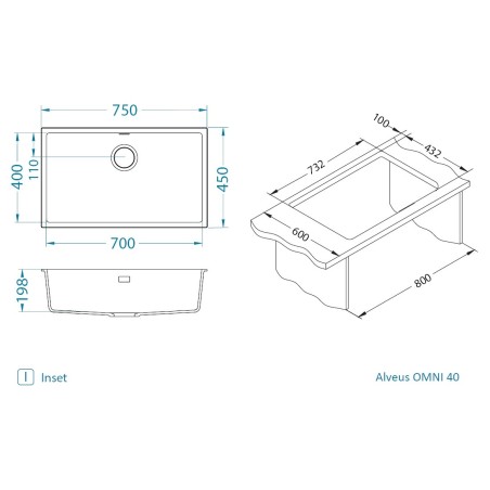 Kuchyňský dřez Alveus Omni 40 Terra 22