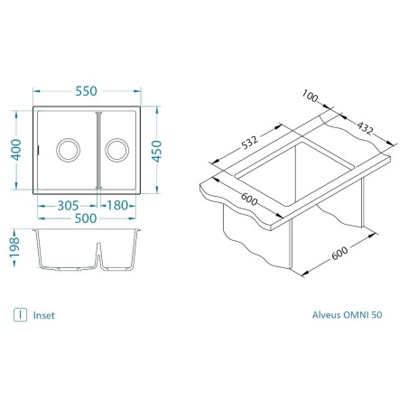 Kuchyňský dřez Alveus Omni 50 Terra 22