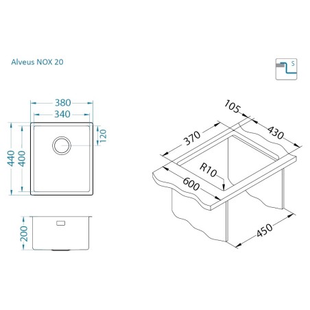 Kuchyňský dřez Alveus Nox 20