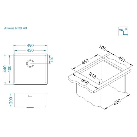 Kuchyňský dřez Alveus Nox 40