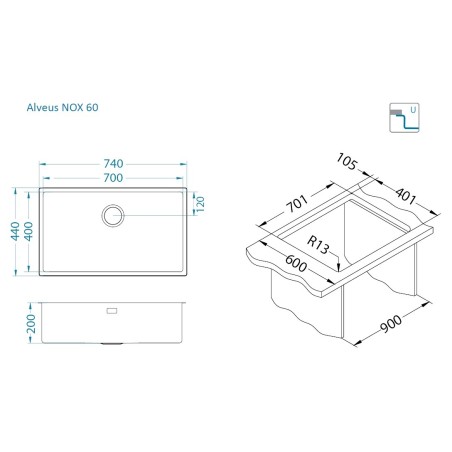 Kuchyňský dřez Alveus Nox 60