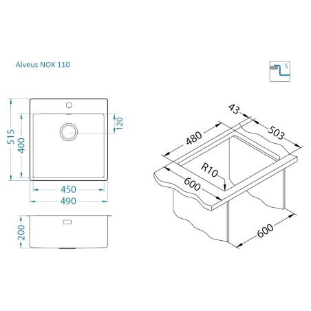 Kuchyňský dřez Alveus Nox 110