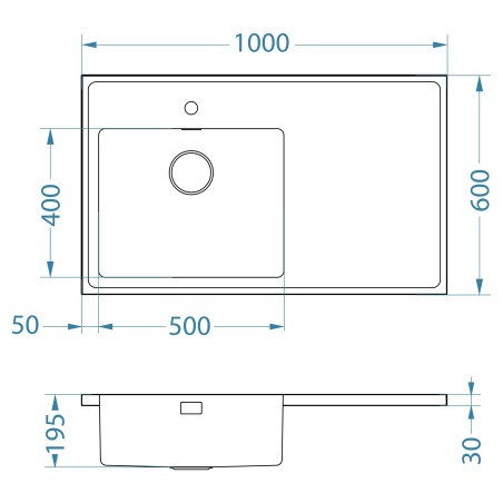 Kuchyňský dřez Alveus Luxal 30 levý, zvednutý lem