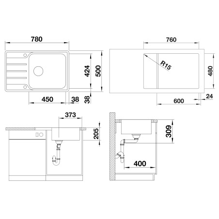 Kuchyňský dřez Blanco Lemis XL 6 S-IF Compact Kartáčovaný, s excentrem