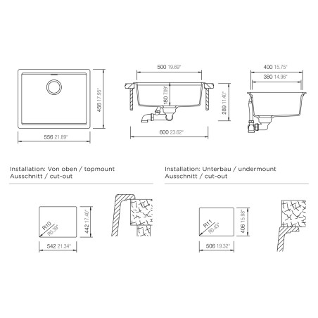 Kuchyňský dřez Schock Kiruna N-100L Twilight, horní montáž
