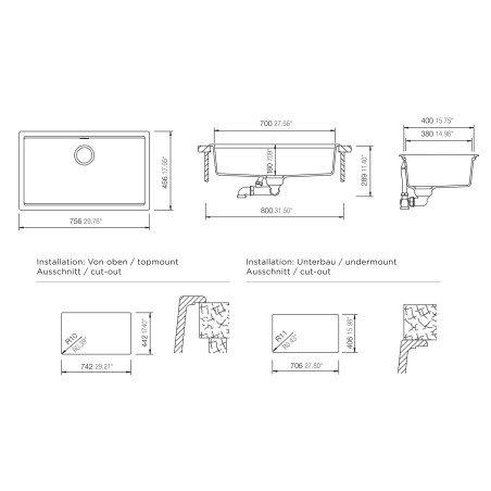 Kuchyňský dřez Schock Kiruna N-100XL Dusk, spodní montáž