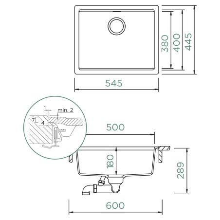 Kuchyňský dřez Schock Kiruna N-100L Night, montáž do roviny
