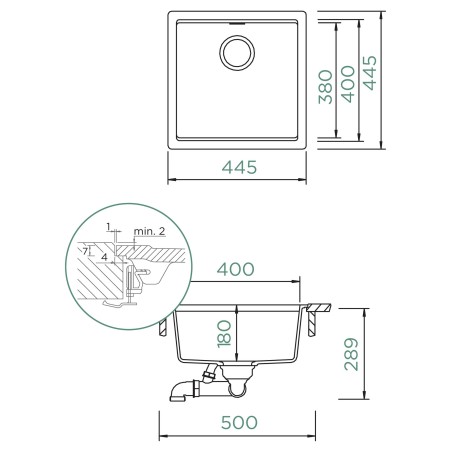 Kuchyňský dřez Schock Kiruna N-100 Day, montáž do roviny