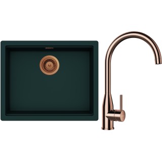 Set Schock S28-4 (dřez Kiruna N-100L Ivy + baterie Kavus Měď + komponenty Měď)