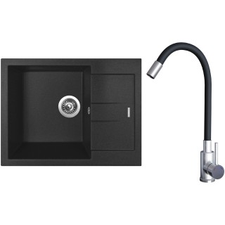 Set Sinks G22874 (dřez Amanda 650 Metalblack 74 + baterie Elasta Nerez/Černá)