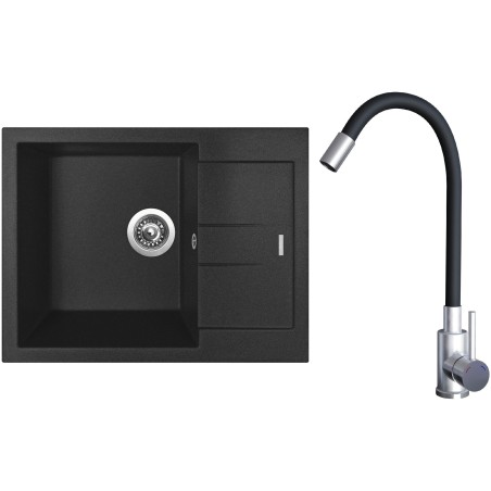 Set Sinks G22874 (dřez Amanda 650 Metalblack 74 + baterie Elasta Nerez/Černá) Set Sinks G22874 (dřez Amanda 650 Metalblack 74 + baterie Elasta Nerez/Černá)