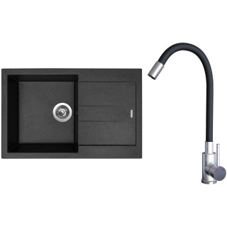 Set Sinks G22930 (dřez Amanda 780 Granblack 30 + baterie Elasta Nerez/Černá)