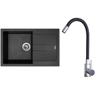 Set Sinks G22974 (dřez Amanda 780 Metalblack 74 + baterie Elasta Nerez/Černá)