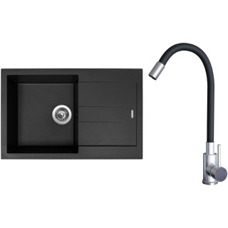 Set Sinks G22926 (dřez Amanda 780 Pureblack 26 + baterie Elasta Nerez/Černá)