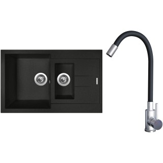 Set Sinks G23374 (dřez Amanda 780.1 Metalblack 74 + baterie Elasta Nerez/Černá)