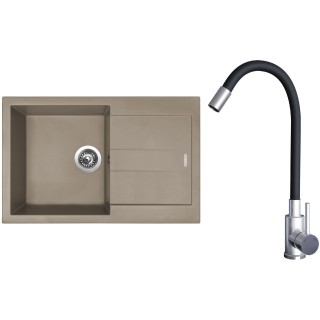 Set Sinks G23054 (dřez Amanda 860 Truffle 54 + baterie Elasta Nerez/Černá)