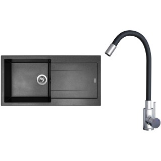 Set Sinks G23274 (dřez Amanda 990 Metalblack 74 + baterie Elasta Nerez/Černá)