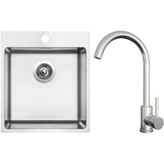 Set Sinks N158 (dřez Blocker 450 V 1 mm, kartáčovaný + baterie Arco Celonerezová)