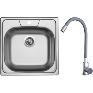 Set Sinks N111 (dřez Classic 480 V 0,5 mm, matný + baterie Elasta Nerez/Šedá)