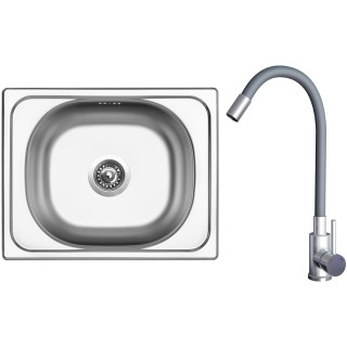 Set Sinks N109 (dřez Classic 500 V 0,5 mm, matný + baterie Elasta Nerez/Šedá)