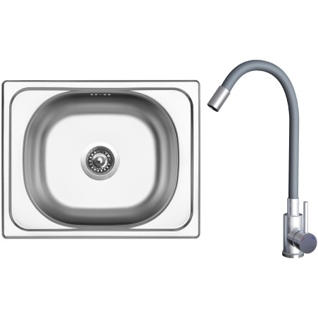 Set Sinks N109 (dřez Classic 500 V 0,5 mm, matný + baterie Elasta Nerez/Šedá) Set Sinks N109 (dřez Classic 500 V 0,5 mm, matný + baterie Elasta Nerez/Šedá)