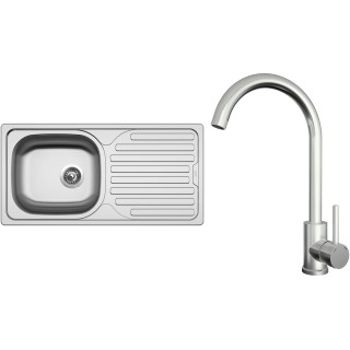 Set Sinks N142 (dřez Classic 860 V 0,5 mm, matný + baterie Arco Celonerezová)