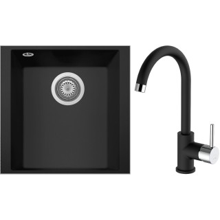 Set Sinks G256N6 (dřez Cube 340U Nanoblack N6 + baterie Mix 35 Nanoblack N6)
