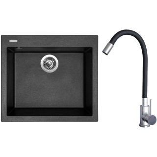Set Sinks G22774 (dřez Cube 560 Metalblack 74 + baterie Elasta Nerez/Černá)
