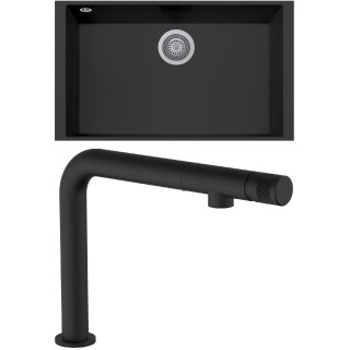 Set Sinks G267N6 (dřez Cube 690U Nanoblack N6 + baterie Comforta Nanoblack N6)