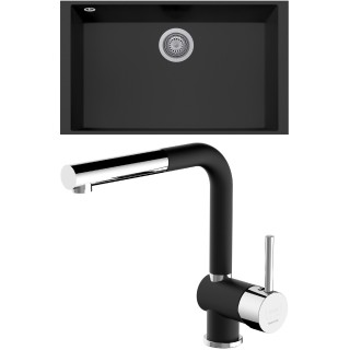 Set Sinks G265N6 (dřez Cube 690U Nanoblack N6 + baterie Mix 3 P Nanoblack N6)