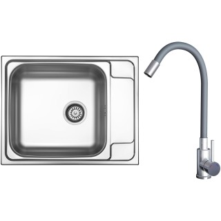 Set Sinks N127 (dřez Grand 630 V 0,7mm, matný + baterie Elasta Nerez/Šedá)