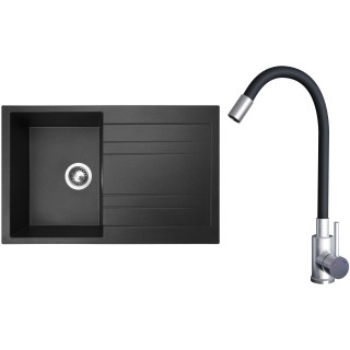 Set Sinks G21130 (dřez Grande 800 Granblack 30 + baterie Elasta Nerez/Černá)