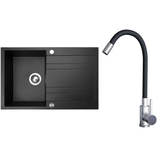 Set Sinks G21174XC (dřez Grande 800 XC Metalblack 74 + baterie Elasta Nerez/Černá)