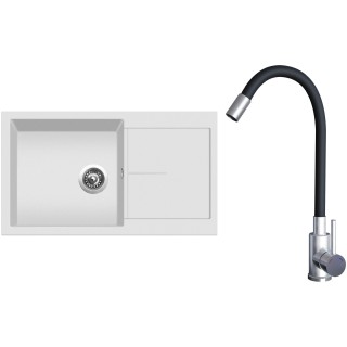 Set Sinks G23128 (dřez Infinity 860 Milk 28 + baterie Elasta Nerez/Černá)