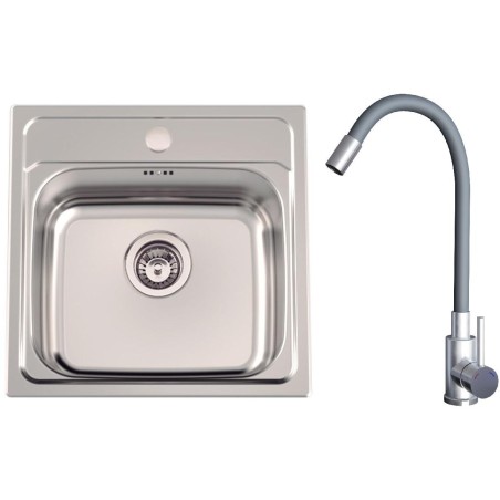 Set Sinks N113 (dřez Manaus 480 V 0,7 mm, matný + baterie Elasta Nerez/Šedá) Set Sinks N113 (dřez Manaus 480 V 0,7 mm, matný + baterie Elasta Nerez/Šedá)