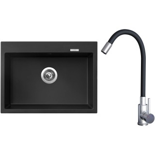 Set Sinks G21626 (dřez Maximo 680 Pureblack 26 + baterie Elasta Nerez/Černá)