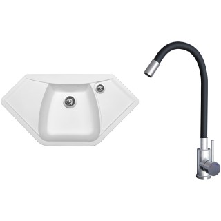 Set Sinks G23428 (dřez Naiky 980 Milk 28 + baterie Elasta Nerez/Černá)