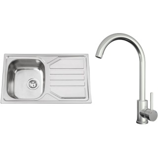 Set Sinks N140 (dřez Okio 800 V 0,7 mm matný + baterie Arco Celonerezová)