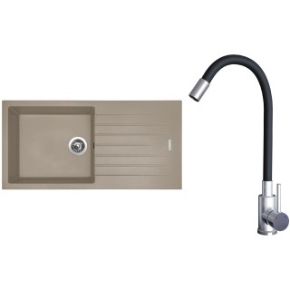 Set Sinks G22354 (dřez Perfecto 1000 Truffle 54 + baterie Elasta Nerez/Černá)