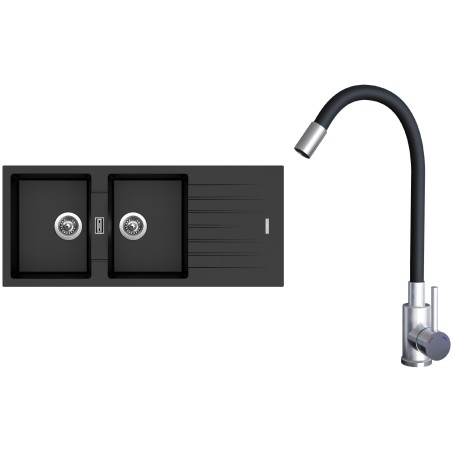 Set Sinks G22574 (dřez Perfecto 1160 DUO Metalblack 74 + baterie Elasta Nerez/Černá) Set Sinks G22574 (dřez Perfecto 1160 DUO Metalblack 74 + baterie Elasta Nerez/Černá)