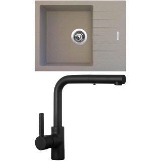 Set Sinks G24929 (dřez Perfecto 650 Avena 29 + baterie Enigma S Černá matná)